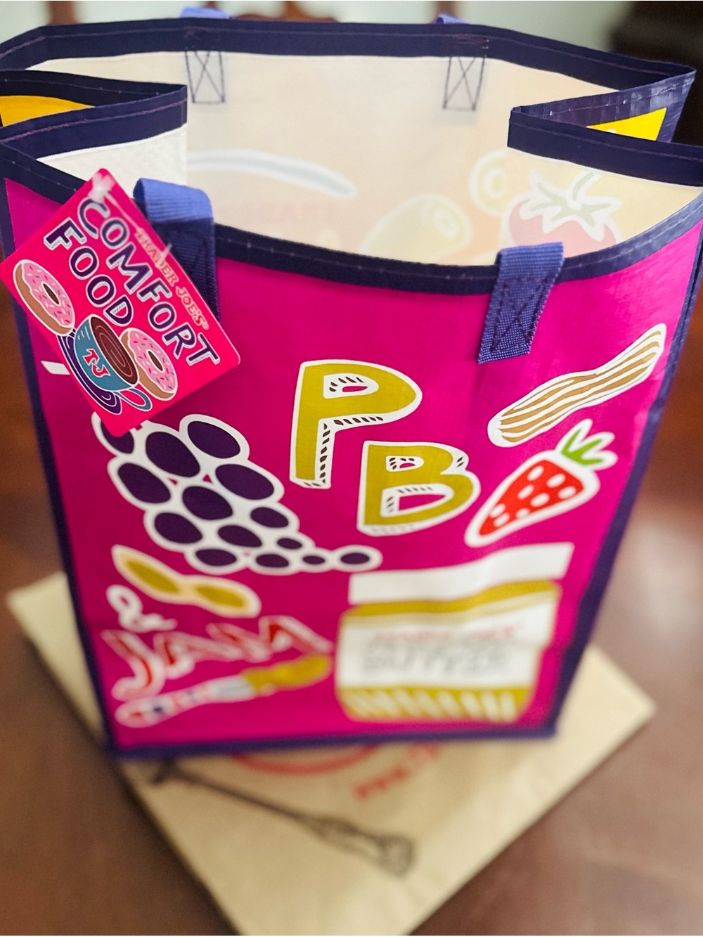 ✨Trader Joe’s Bright Pink Comfort Food Reusable Tote Bag